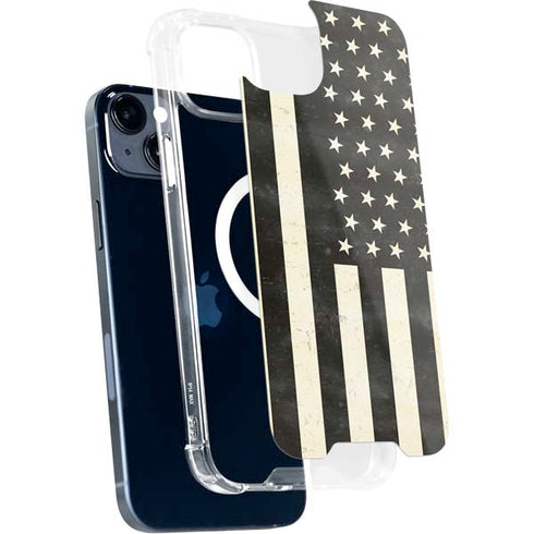 Black & White USA Flag iPhone 14 Plus MagSafe Case